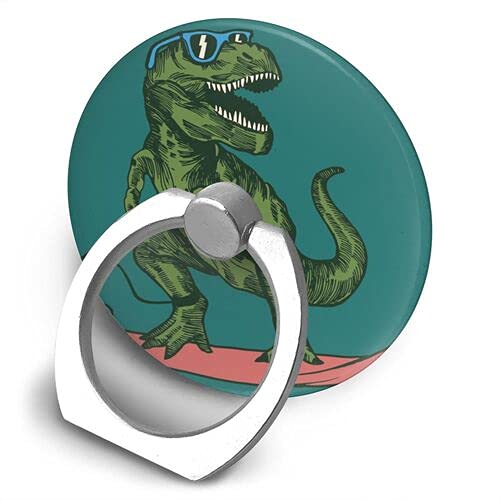 [Australia - AusPower] - Fozai Happy Dinosaur Surfer Wearing Sunglasses Cell Phone Finger Ring Holder Stand for Smartphone and Tablet Kickstand 360 Rotation Grip, 1.5 x 1.5 x 0.7 inches 