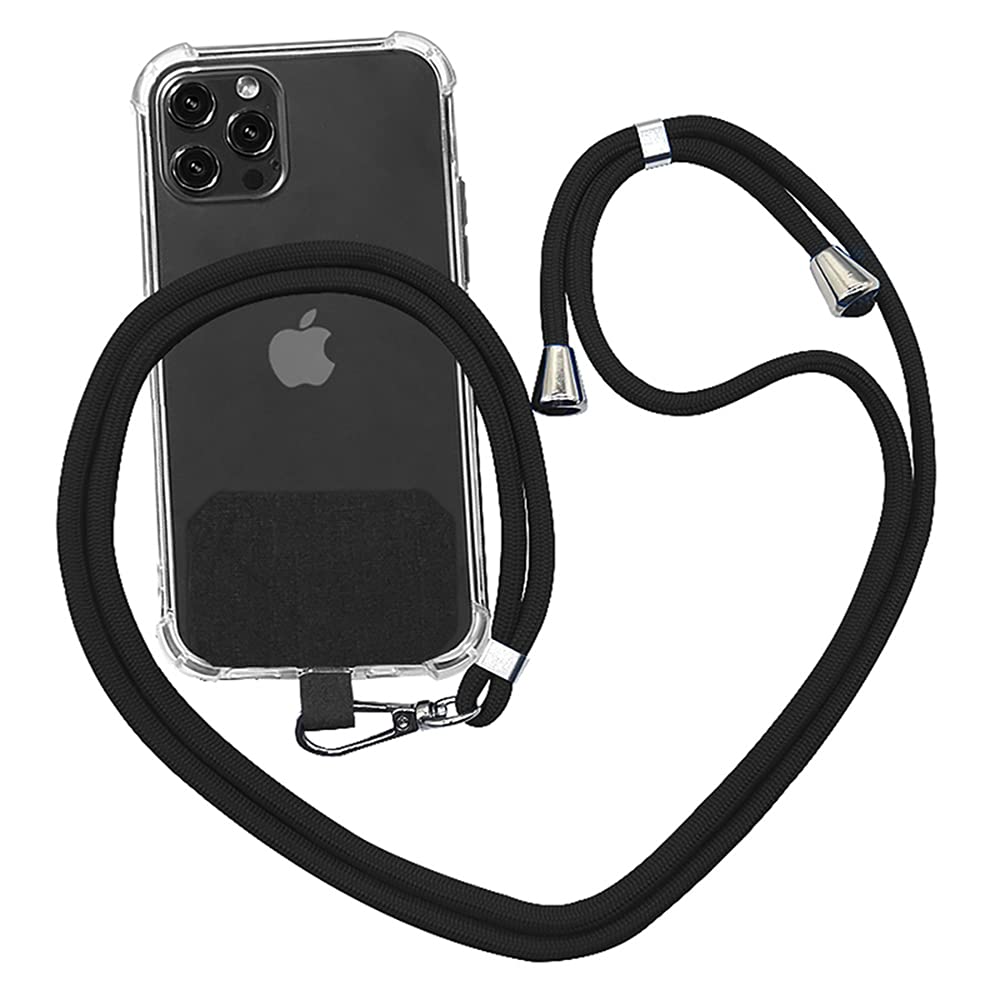 [Australia - AusPower] - Universal Mobile Phone Lanyard, with Adjustable Nylon Neck Strap, Compatible with Most Smart Phone Cases Black 
