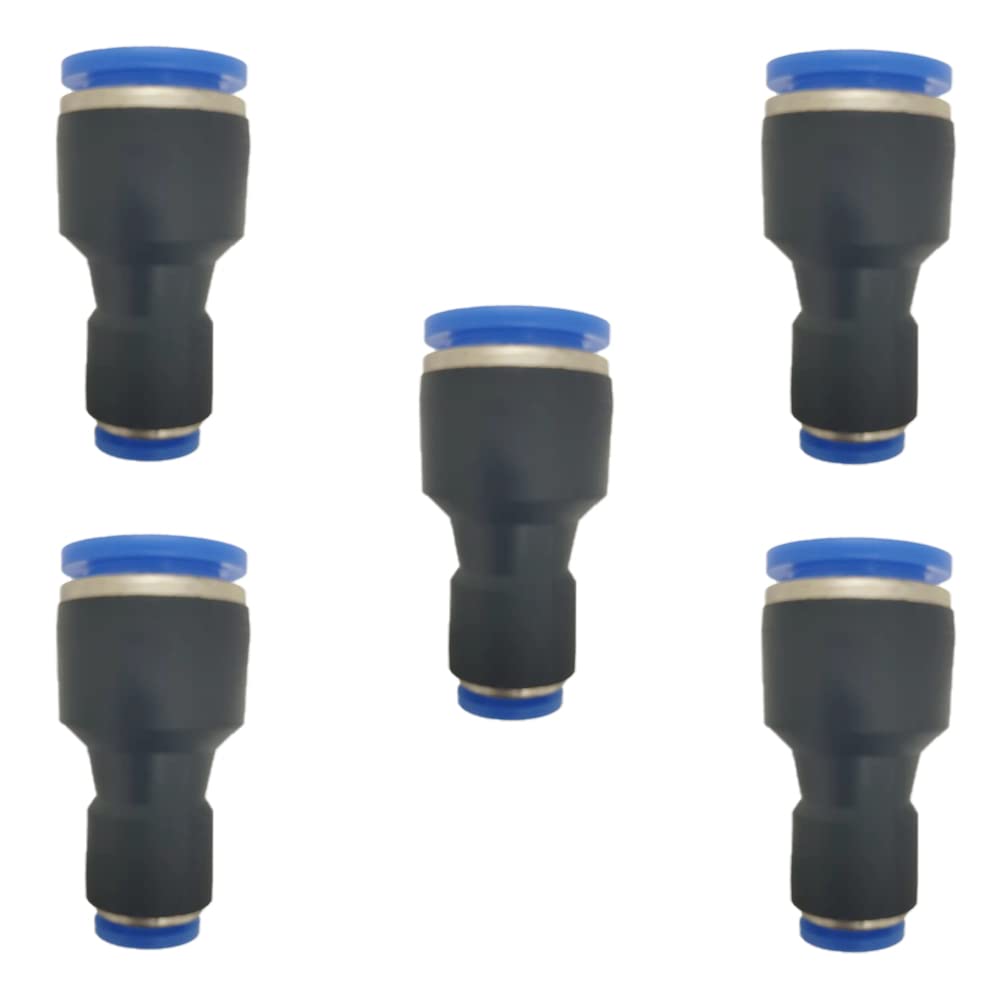 [Australia - AusPower] - 1/2" OD x 1/4" OD Pneumatic quick Connector Push to Connect fittings Straight reducer Union Connector/Coupler (Pack of 5) 1/4-1/2 