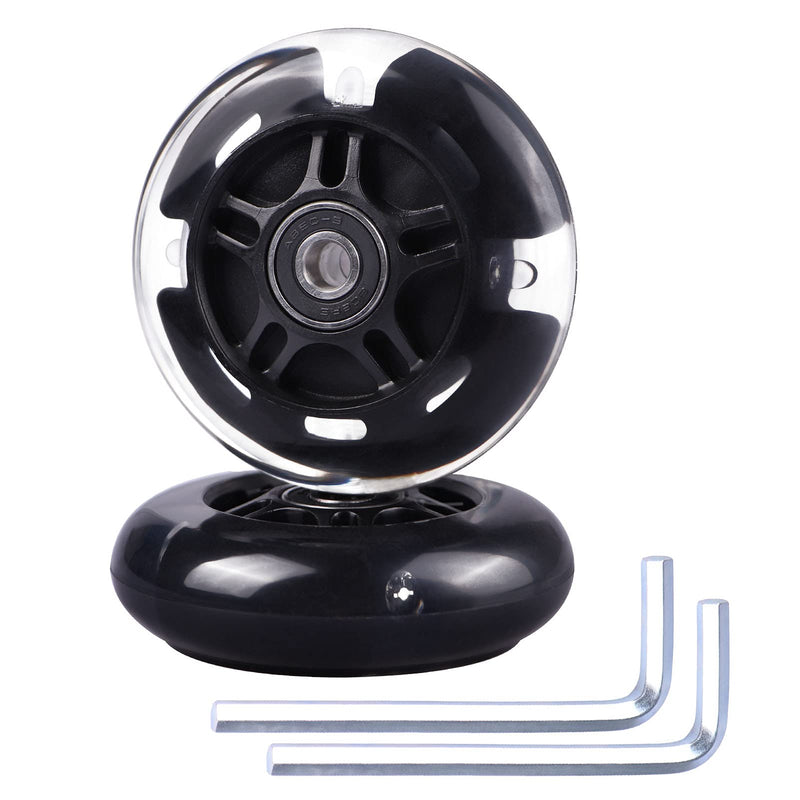 [Australia - AusPower] - Gladeer 80mm Inline Skate Light Up Replacement Wheels, Kick Scooter Polyurethane Rear Wheels w/Bearings, 2-Pack 