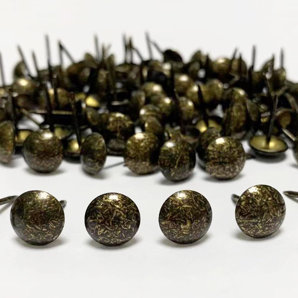 [Australia - AusPower] - REY-X Upholstery Tack, Furniture Upholstery Nails 7/16 inch, 100 PCS Antique Decorative Tack Furniture Nails (Bright Antique Texture Finish) for Sofa, DIY Decorative and Home Decor Style 1 - 7/16"(100pcs) 