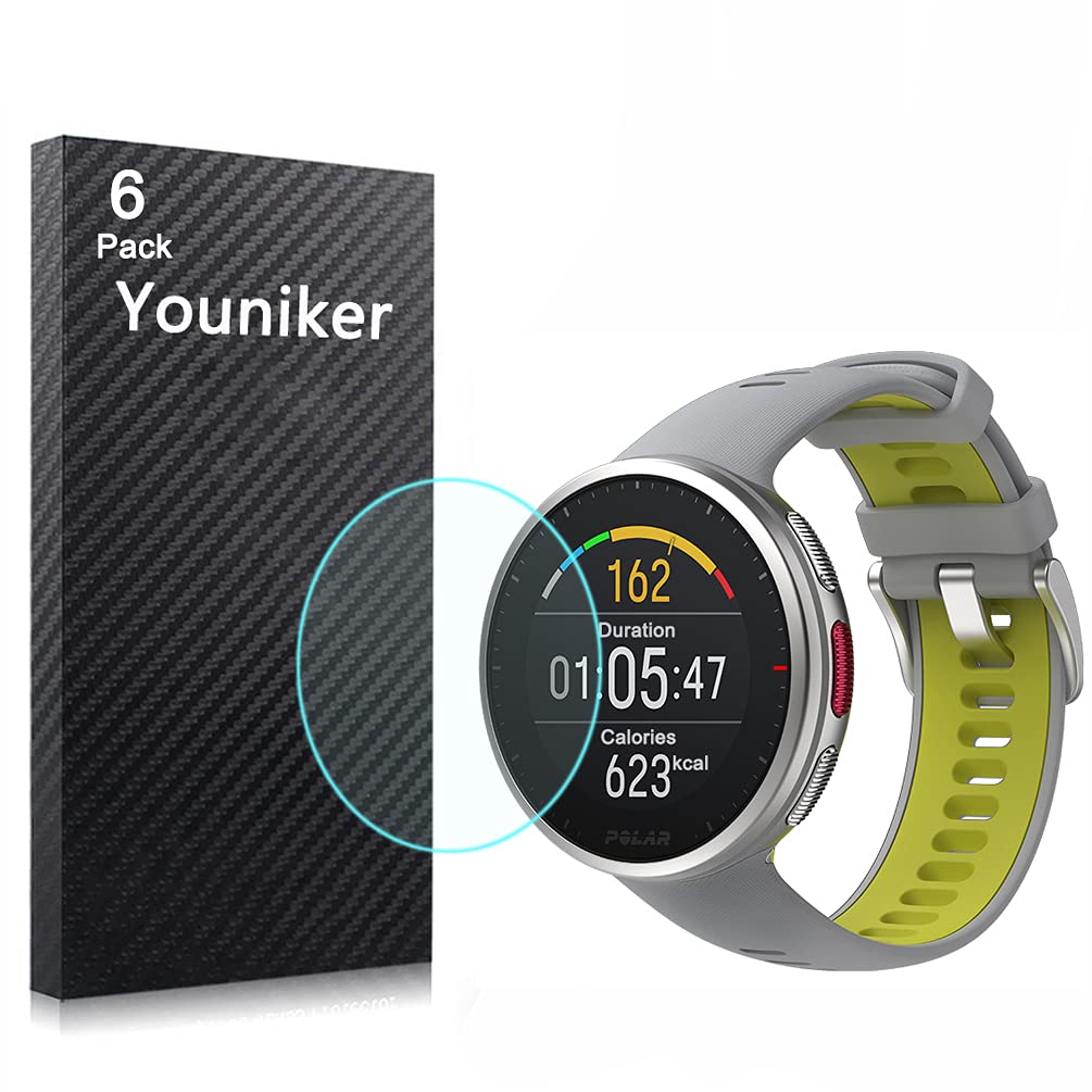[Australia - AusPower] - Youniker 6 Pack Compatible with Polar Vantage V2 Screen Protector Film for Polar Vantage V2 Smart Watch Screen Protectors Cover Foils Crystal Clear HD Anti-Scratch Anti-Fingerprint 