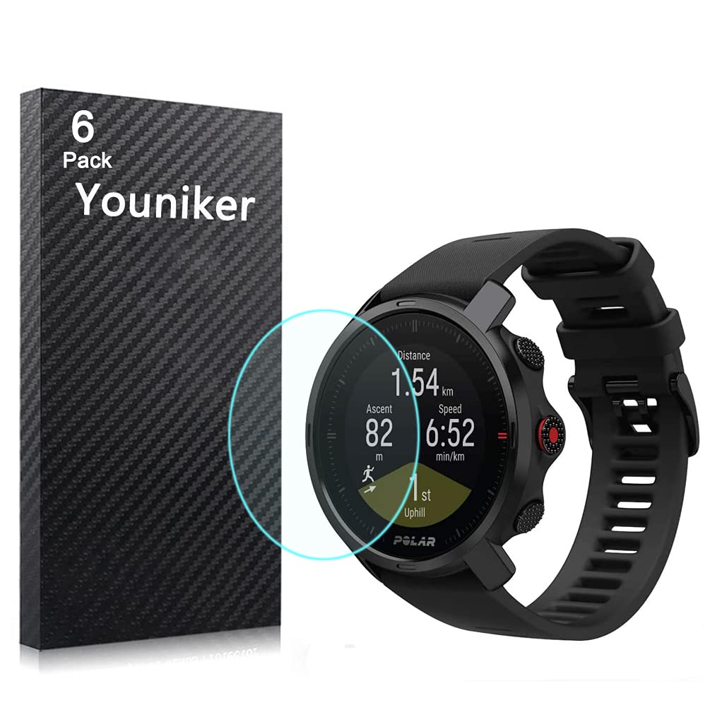 [Australia - AusPower] - Youniker 6 Pack Compatible with Polar Grit X Screen Protector Film for Polar Grit X Smart Watch Screen Protectors Cover Foils Crystal Clear HD Anti-Scratch Anti-Fingerprint 