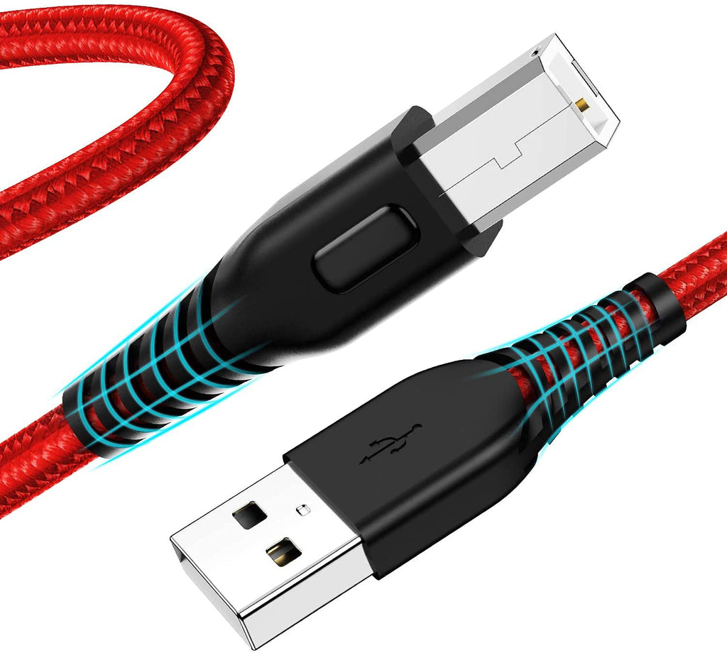 [Australia - AusPower] - 1 Pack Red USB Printer Cable,16ft/5 Meter USB Printer Cord, High Speed USB 2.0 Type A Male to B Male Scanner Cord, Compatible with HP, Canon, Dell, Epson, Lexmark, Xerox, Samsung and More 16ft 