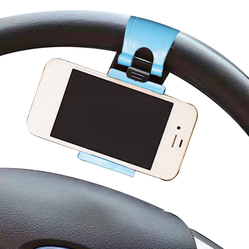 [Australia - AusPower] - Car Phone Mount,Universal Steering Wheel Car Phone Holder，Phone Holder Mount Compatible with iPhone 12 Pro Max/11 Pro Max/SE/XR/XS/8 Plus and All Phones (Bule) Bule 