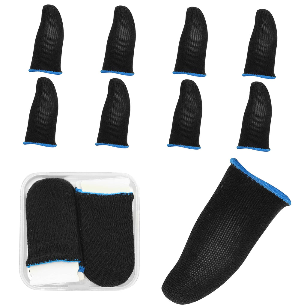 [Australia - AusPower] - Gaming Finger Sleeves YACSEJAO 8 Pcs Touchscreen Finger Sleeve Anti-Sweat Breathable Ultra-Thin Carbon Fiber Gaming Thumb Sleeves Touch Screen Anti-Sweat Shoot Aim Finger Cot（Blue） Blue 