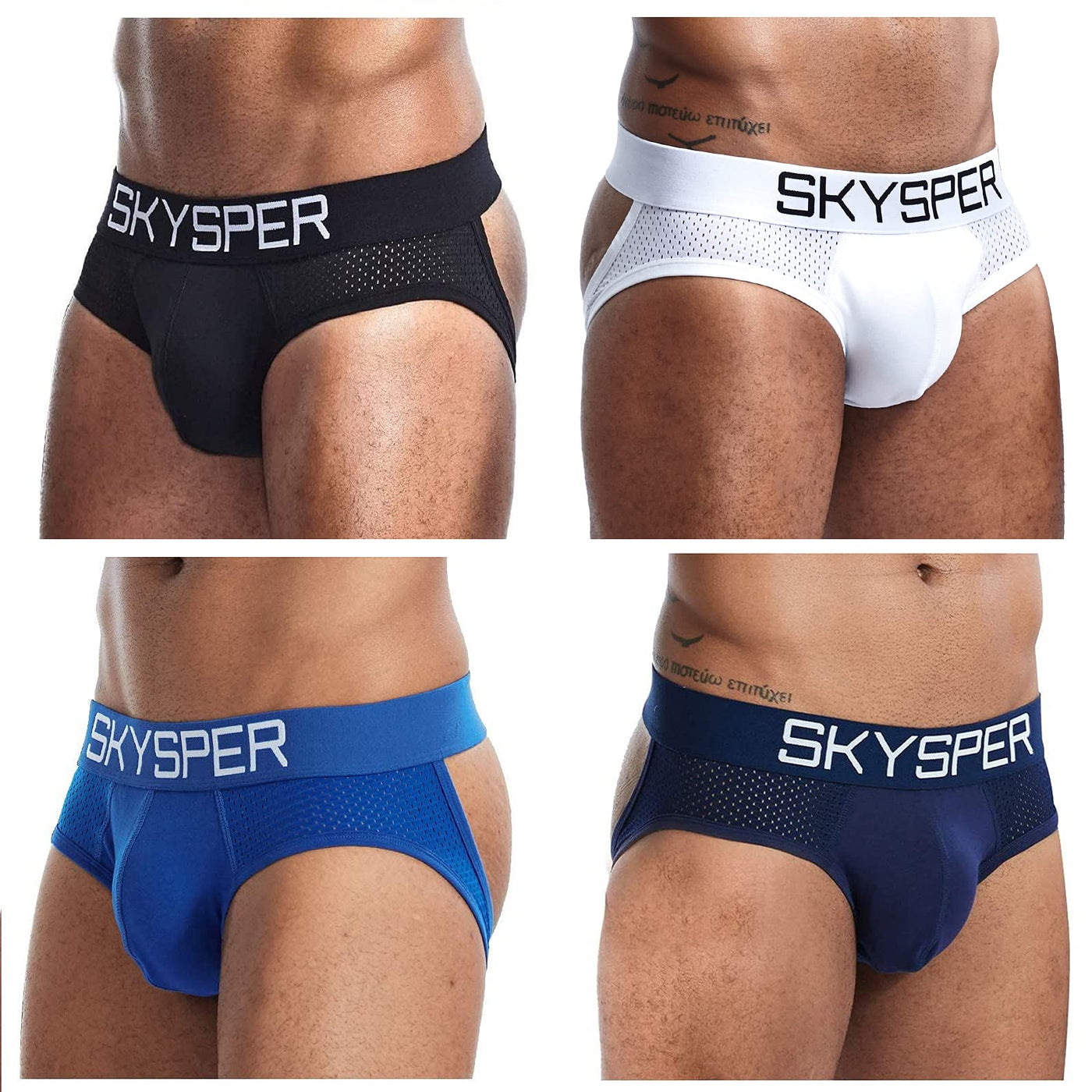 SKYSPER Men's Jockstrap Breathable Mesh Cotton Jock Straps Male Underwear, Athletic  Supporters for Men Sg07-4color/4pcs Small