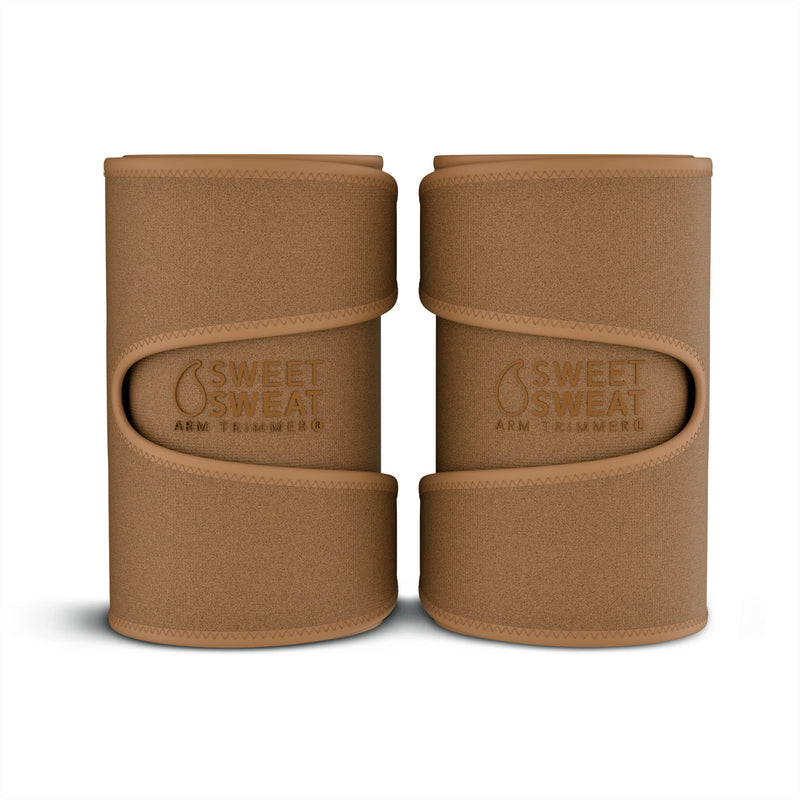 [Australia - AusPower] - Sports Research Sweet Sweat Arm Trimmers for Men & Women | Premium Quality Arm Wraps for Maximizing Heat & Sweat During Exercise| Includes Mesh Carry-Bag Clay Small 