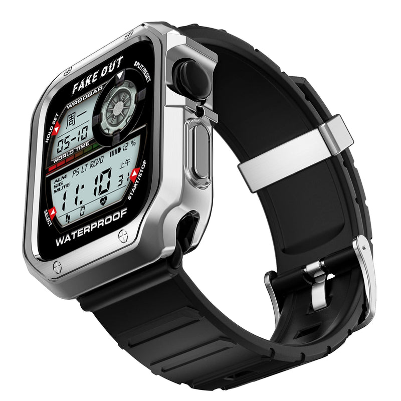 [Australia - AusPower] - VOCALOL Compatible for Apple Watch TPU Band 41mm 40mm 38mm with Case,Shockproof Rugged Band for Smartwatch Series 7 6 5 4 3 2 1 SE with Bumper Case (Silver, 38mm/40mm) 
