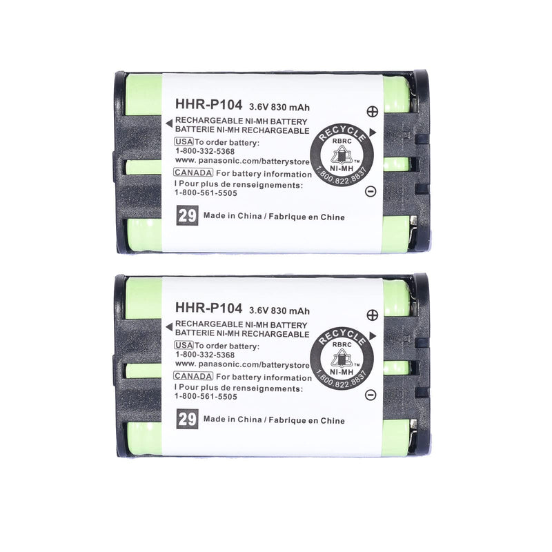 [Australia - AusPower] - 2 Packs HHR-P104 NI-MH AAA Rechargeable Cordless Phones Battery, 3.6V 830mah Replacement Batteries for Panasonic KX-FG6550 KX-FPG391 KX-TG2388B KX-TG2396 and More 