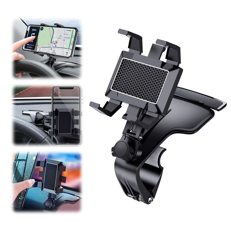 [Australia - AusPower] - Phone Holder for Car, Adjustable 1200 Degree Rotating Car Dashboard Mobile Phone Holder with Stop Sign, Dashboard Bracket Rear View Mirror Universal Stand Clip, Suitable for 3 to 7 inch Smartphones 