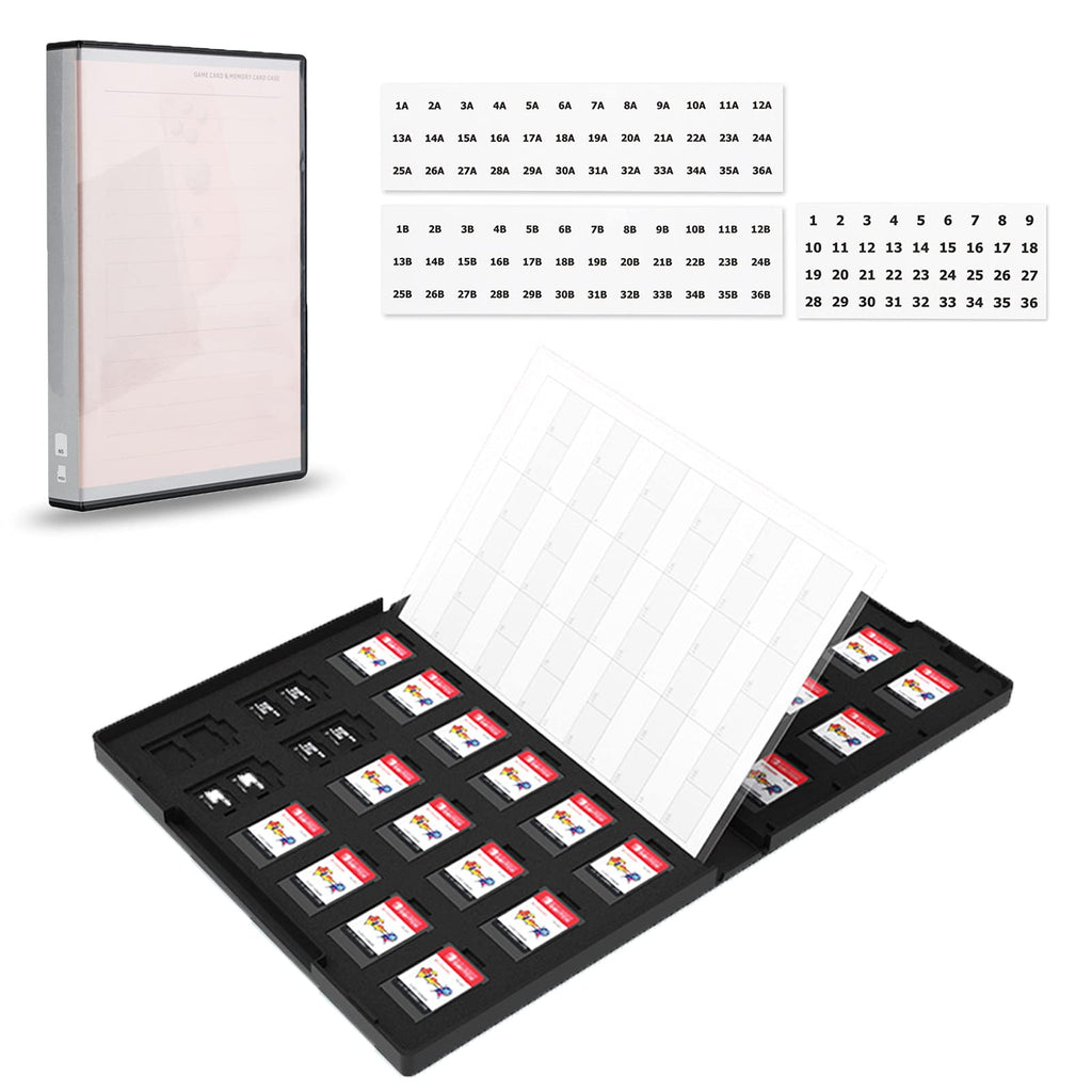 [Australia - AusPower] - 36 NS + 72 MSD: KIWIFOTOS 108 Slots Switch Game Card Memory Card Carrying Case Organizer for TF MSD MicroSD MicroSDHC MicroSDXC for Nintendo Switch Game Card NS Cards Storage Holder Keeper Black, 36 NS + 72 TF 