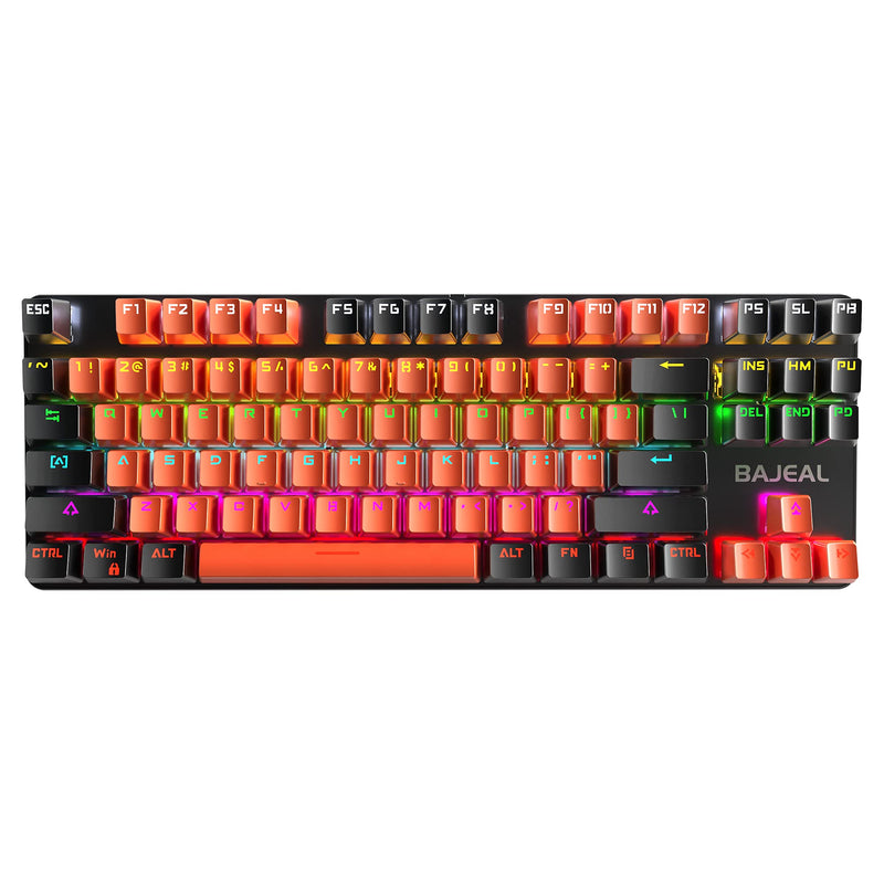 [Australia - AusPower] - Bajeal Wired Gaming Mechanical Keyboard RGB Backlit Teclado Hot Swappable with Blue Switches for Gaming PC Compact 87 Keys (Orange and Black) Orange and Black 
