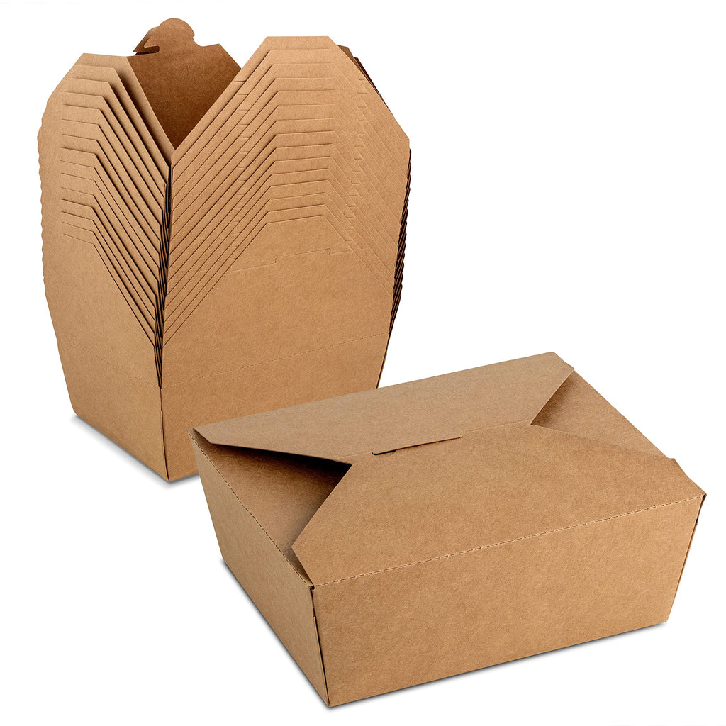 [Australia - AusPower] - #8 Kraft Paper Food Container 6 x 4.75 x 2.5 inches with Lock Tab and Poly Coated Interior to Prevent Spills by MT Products (15 Pieces) 