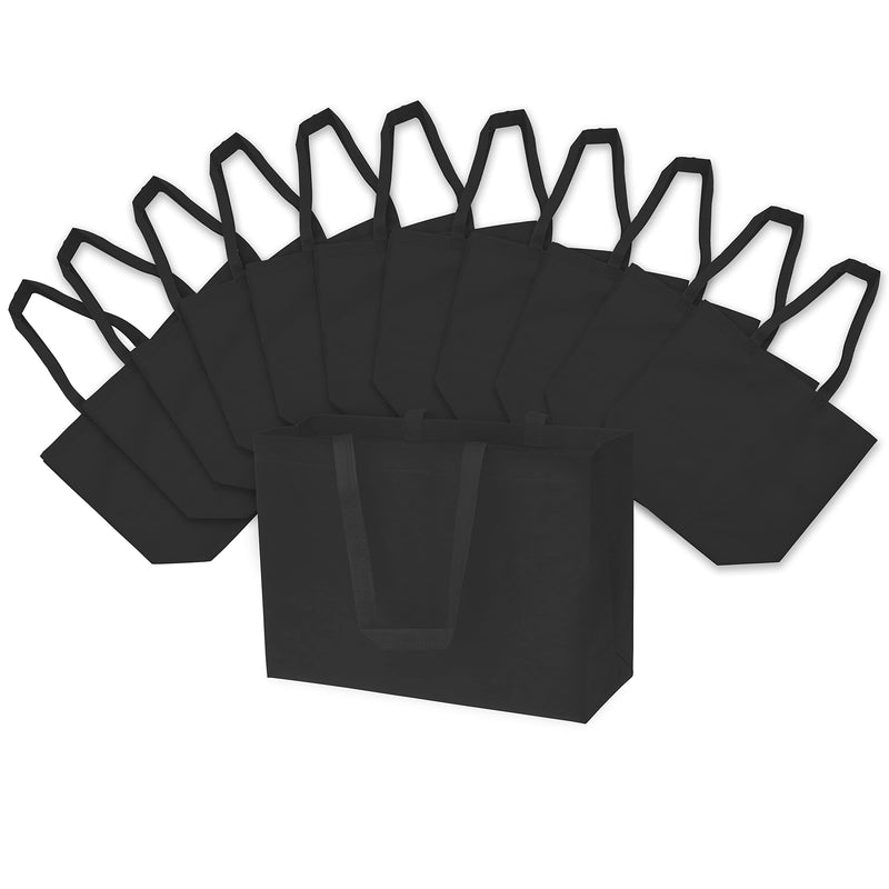 [Australia - AusPower] - Reusable Gift Bags - 12 Pack Totes with Handles, Black Fabric Cloth for Shopping, Merchandise, Boutiques, Small Business Bulk 16x6x12 
