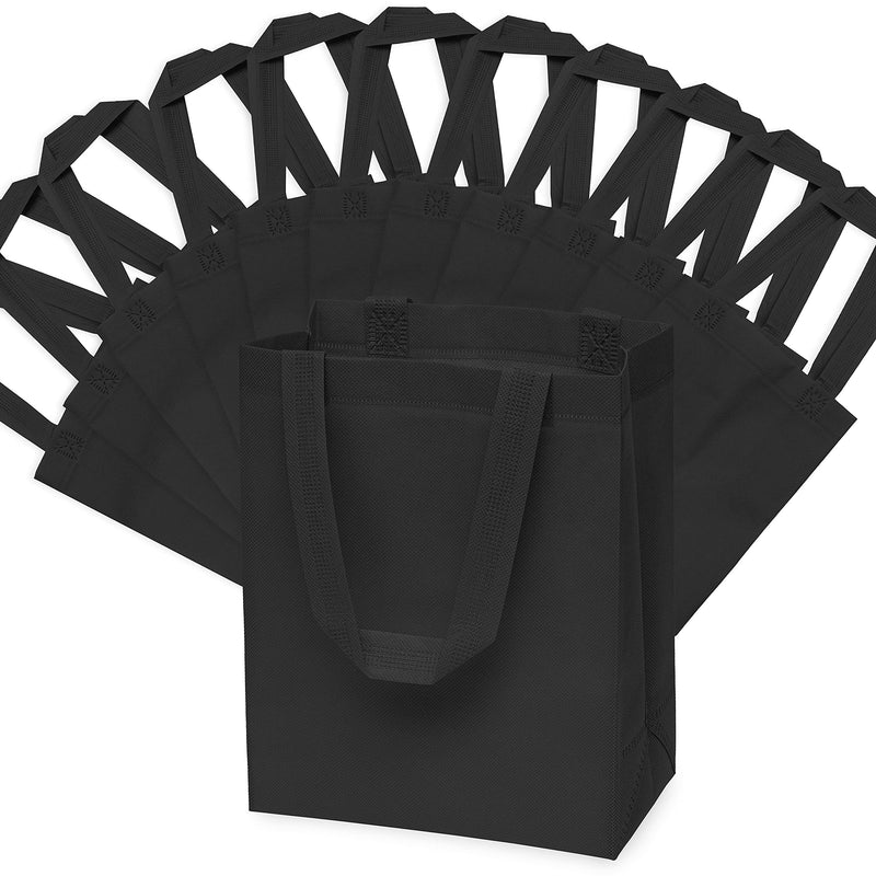 [Australia - AusPower] - Reusable Gift Bags - 12 Pack Totes with Handles, Black Fabric Cloth for Shopping, Merchandise, Boutiques, Small Business Bulk 8x4x10 