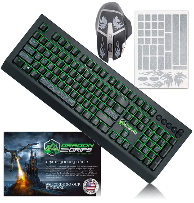 [Australia - AusPower] - Gaming Keyboard Grips Set for Backlit Keycaps Mechanical Keyboard & Gamer Mouse (Clear) Self Adhesive | Designed for Razer Redragon Logitech Corsair & All Gaming Keyboards | 35 Pc Set by Dragon Grips 