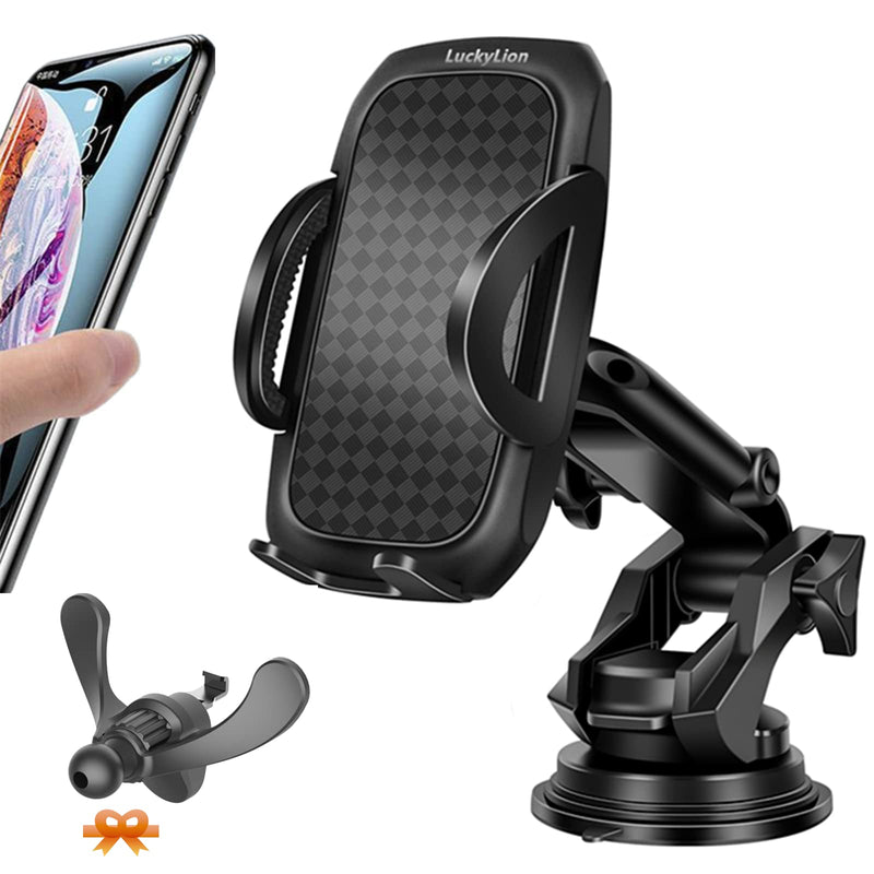 [Australia - AusPower] - LUCKYLION [2-Adjustable Arms] Car Phone Mount,LuckyLion Holder Mount Upgraded [Strong Stable Triangle Clip] Suction Cup Cell For Car,Dashboard Windshield Air Vent All Smartphones/Cars 