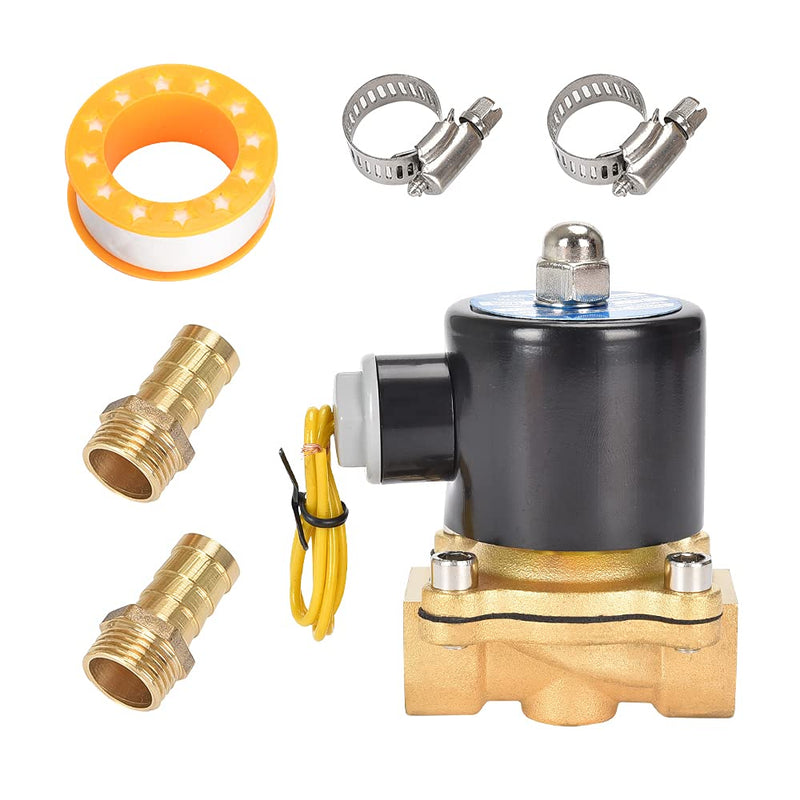 [Australia - AusPower] - CGELE Brass Electric Solenoid Valve 110V 1/2In（inch） Pneumatic Air Normally Colsed for Water Gas Fuel Oil, 1/2In-110V 1/2"-110V 