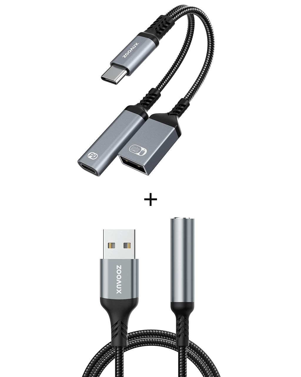 [Australia - AusPower] - ZOOAUX USB C OTG Adapter + USB to 3.5mm Audio Jack Adapter (Bundle) 