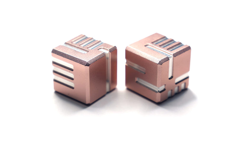 [Australia - AusPower] - AKO DICE I - Rosegold - Custom Metal dice Version 1 by AKO Dice. 16mm D6 Game dice with Redesign Concept. 