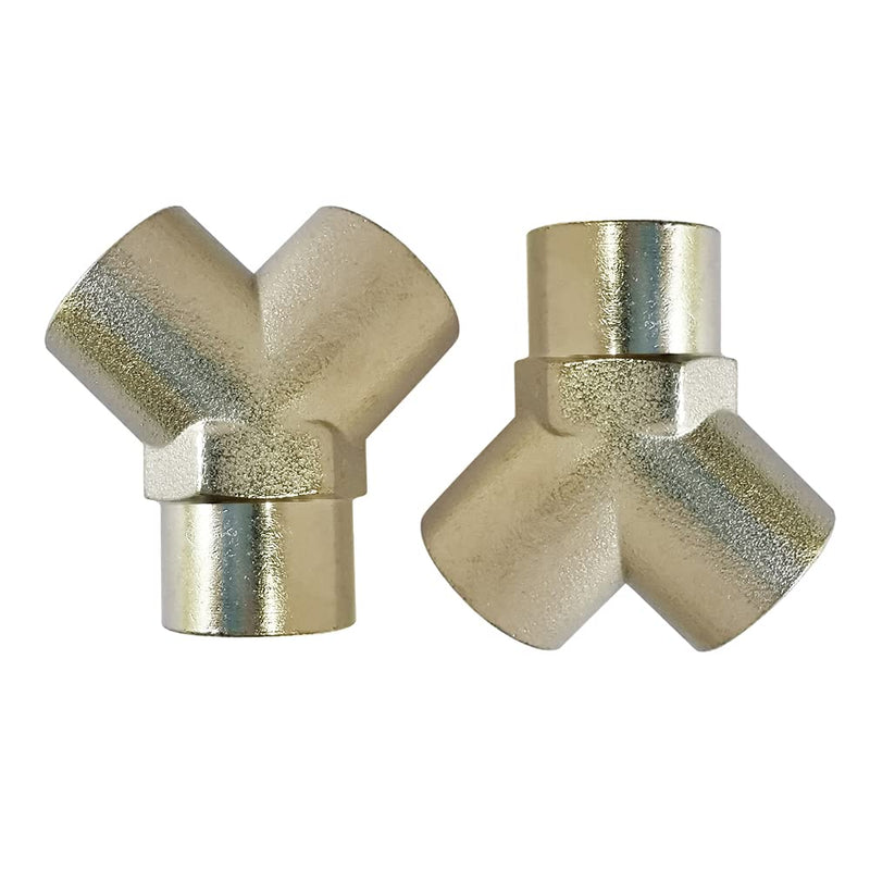 [Australia - AusPower] - Pysrych Brass Nickel Plated Pipe Fitting Wye Tee 3 ways Connector 3/8" NPT Female x 3/8" NPT Female x 3/8" NPT Female, Pack of 2 3/8" FNPT x 3/8" FNPT x 3/8" FNPT Female x Female x Female Tee 