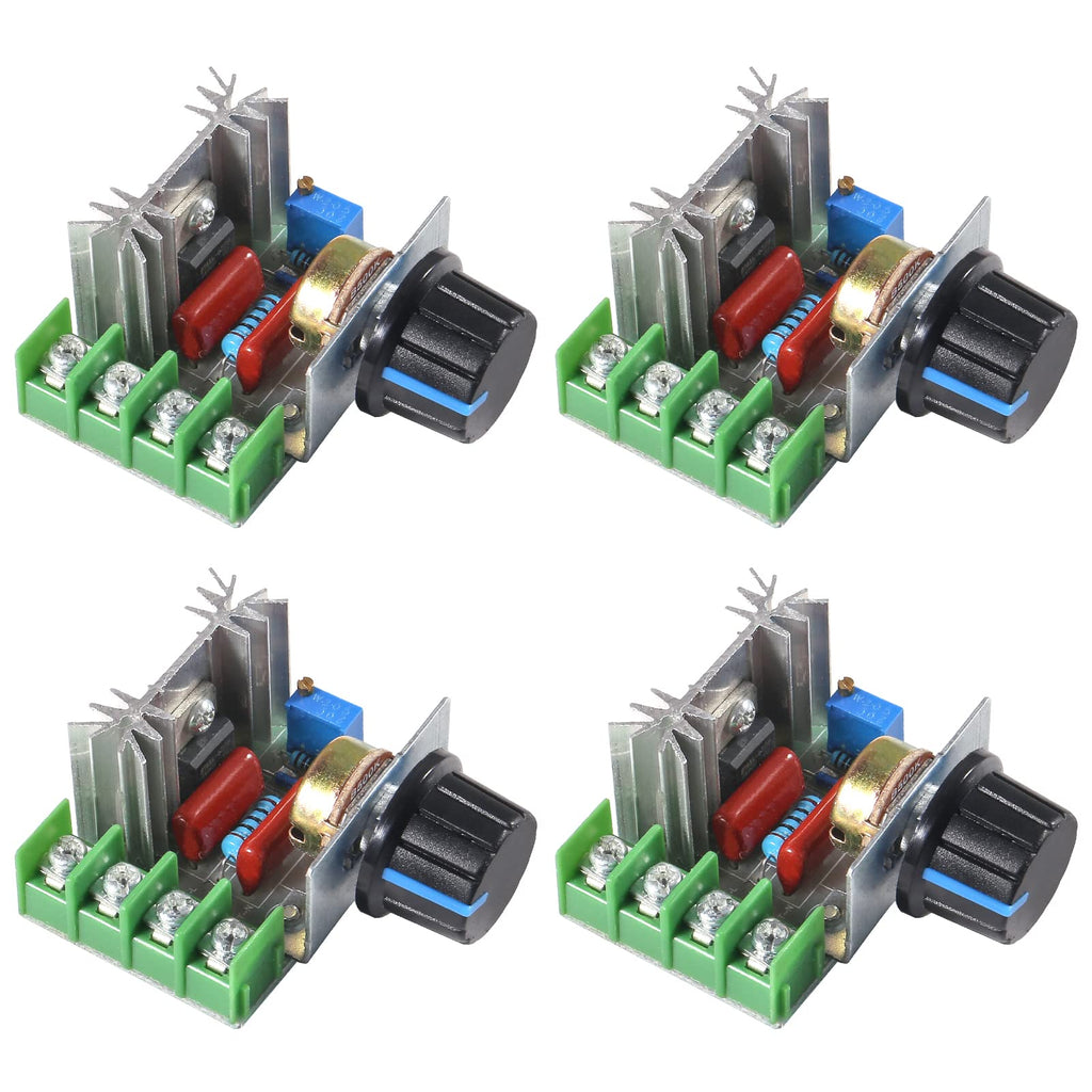 [Australia - AusPower] - AEDIKO 4pcs 2000W 25A PWM Motor Speed Control Module Dimmer Speed Regulator AC 50-220V Adjustable Voltage Regulator with Speed Control Knob 