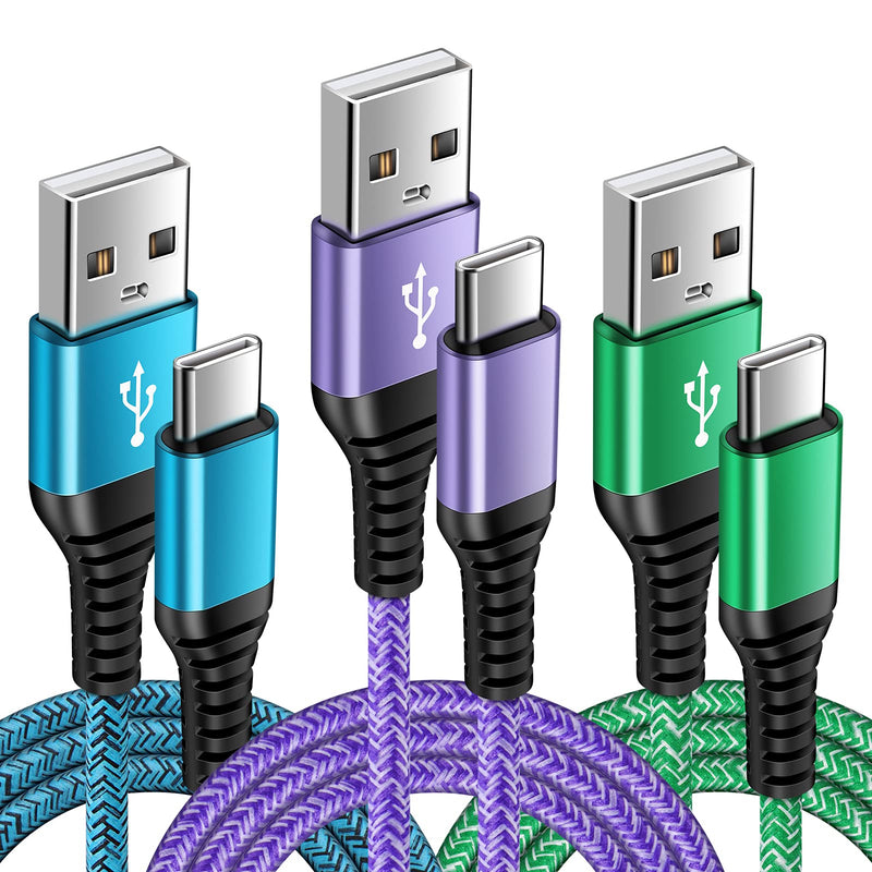 [Australia - AusPower] - Type C Charger Fast Charging USB C Cord Android Phone Charger C Type Charging Cable for Moto G Stylus/G Power/G Fast/G Pure/G9 G8 G7 Plus Power Play/G6/G6 Plus/Z4/Z3 Z2 Play,Samsung Galaxy S22 Blue,Purple,Green 