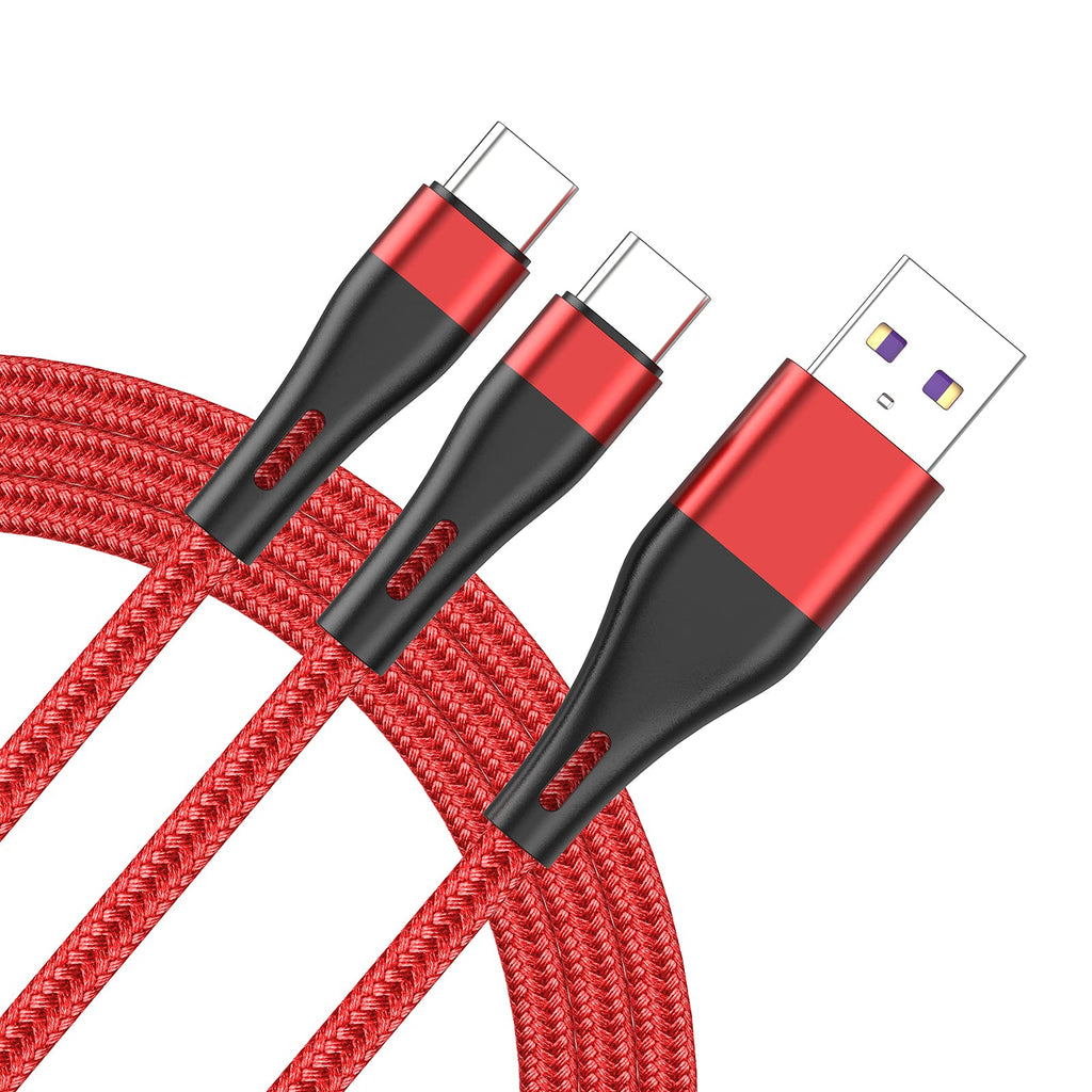 [Australia - AusPower] - USB Type C Cable(10 ft 2Pack) 3A Fast Charging Quick Cord,Extra Long Braided USB A to C Cables Compatible with Samsung Galaxy S10 S9 S8 S20 Plus A51 A11,Note 10 9 8, PS5 Controller, USB C Charger-Red 10FT Red 