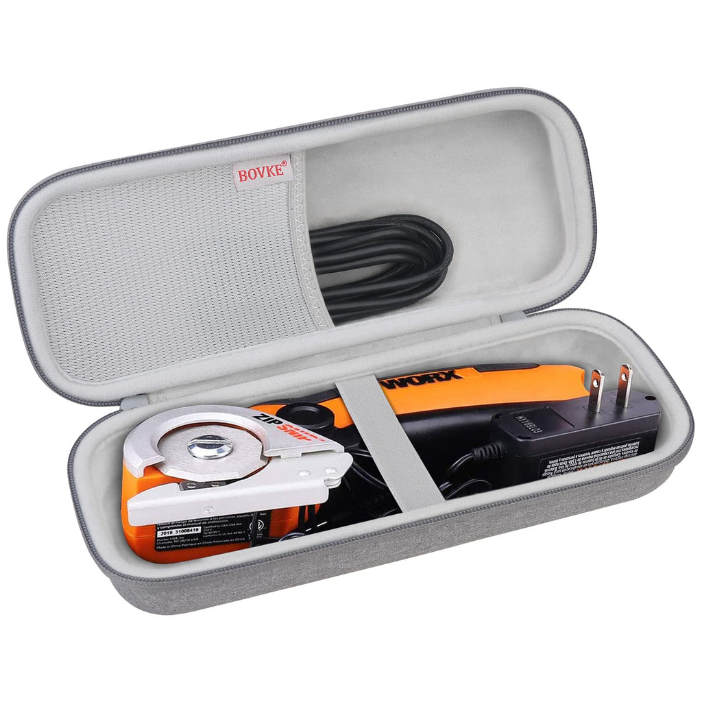 [Australia - AusPower] - BOVKE Hard Case for WORX WX081L 4V ZipSnip Cordless Electric Scissors, WORX ZipSnip Cutting Tool Storage Organizer Carrying Holder, Extra Mesh Pocket for Cords, Chargers, Spare blades, Grey 