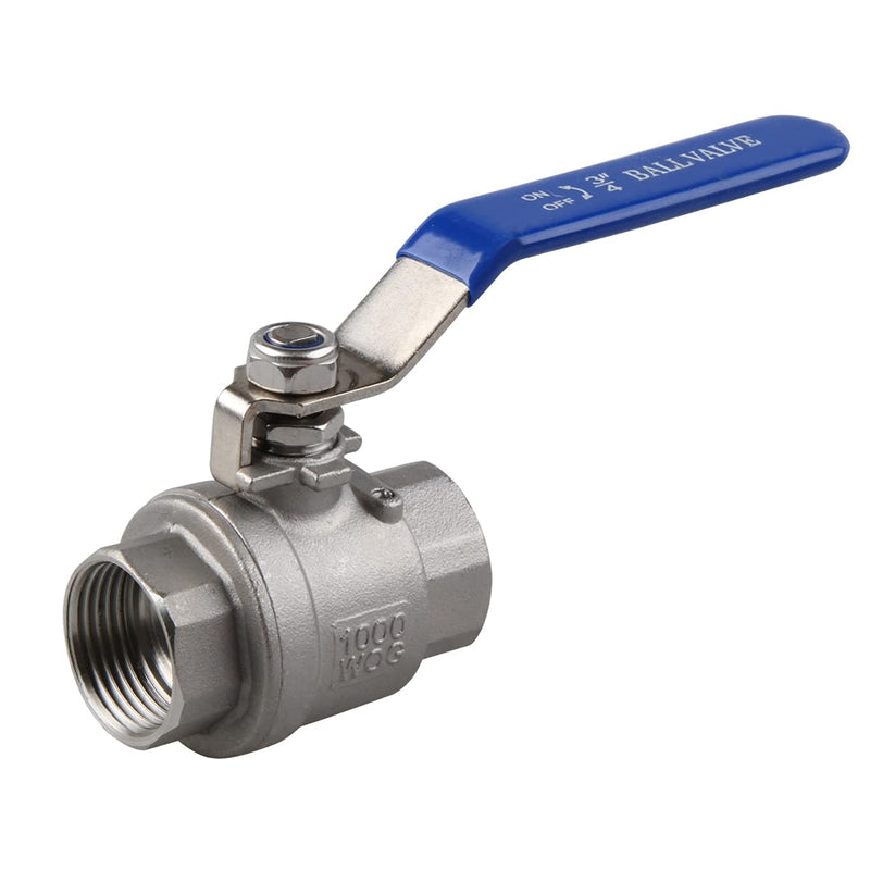 [Australia - AusPower] - YanTone 3/4 Inch Full Port Ball Valve, 304 Stainless Steel Shut Off Valve for Water Oil and Gas, 1000 PSI (WOG) - 3/4" NPT, 1 Piece 