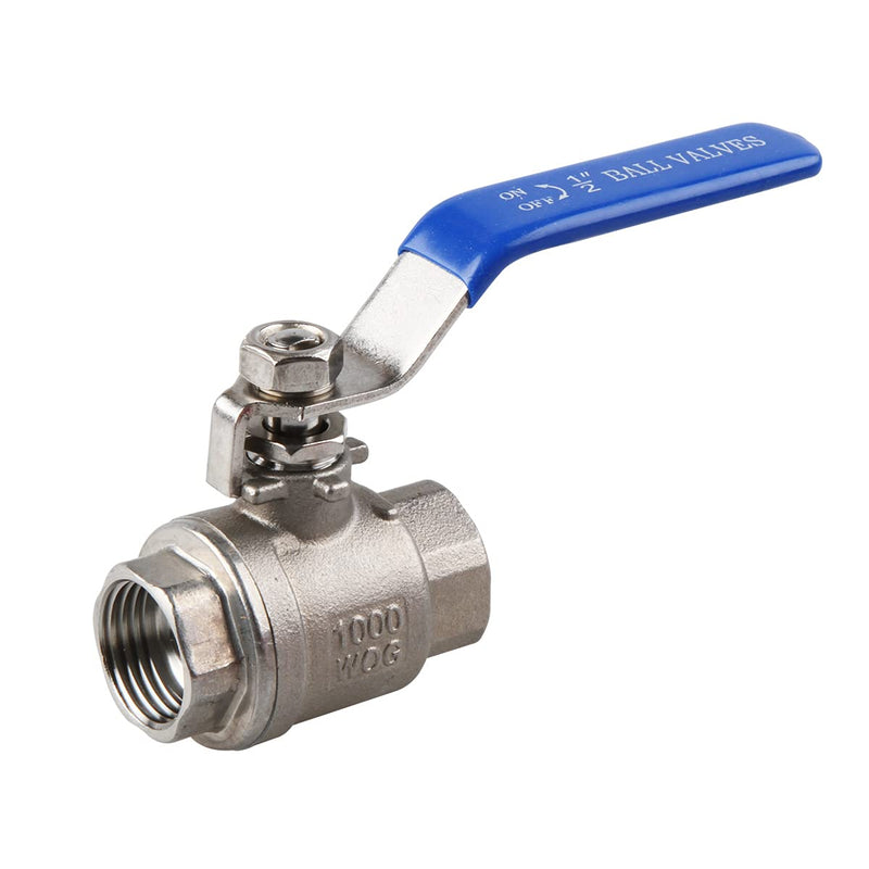 [Australia - AusPower] - YanTone 1/2 Inch Full Port Ball Valve, 304 Stainless Steel Shut Off Valve for Water Oil and Gas, 1000 PSI (WOG) - 1/2" NPT, 1 Piece 
