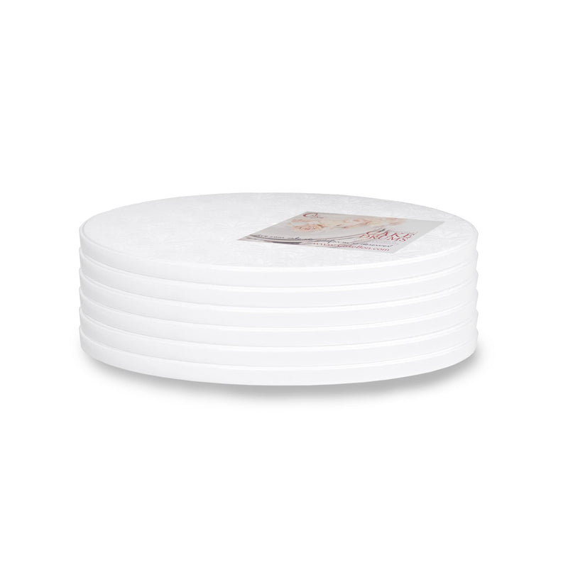 [Australia - AusPower] - Plastic Cake Boards 10 inch [1/2" Thick] aka Cake Drums or Cake Rounds - Reusable Cake Boards - Strong, Sturdy and Greaseproof (White, Round, 6-Pack) Plastic 