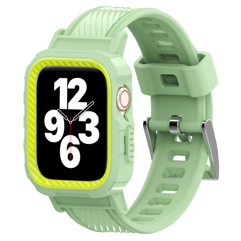 [Australia - AusPower] - B LABS Smartwatch Band for Apple Watch 41mm 40mm 38mm with Bumper Case, Shock Resistant TPU Sport Strap Women Wristband Compatible with iWatch SE Series 7/6/5/4/3/2/1 Sport Style (Mint Green) Ming Green 38mm / 40mm / 41mm 