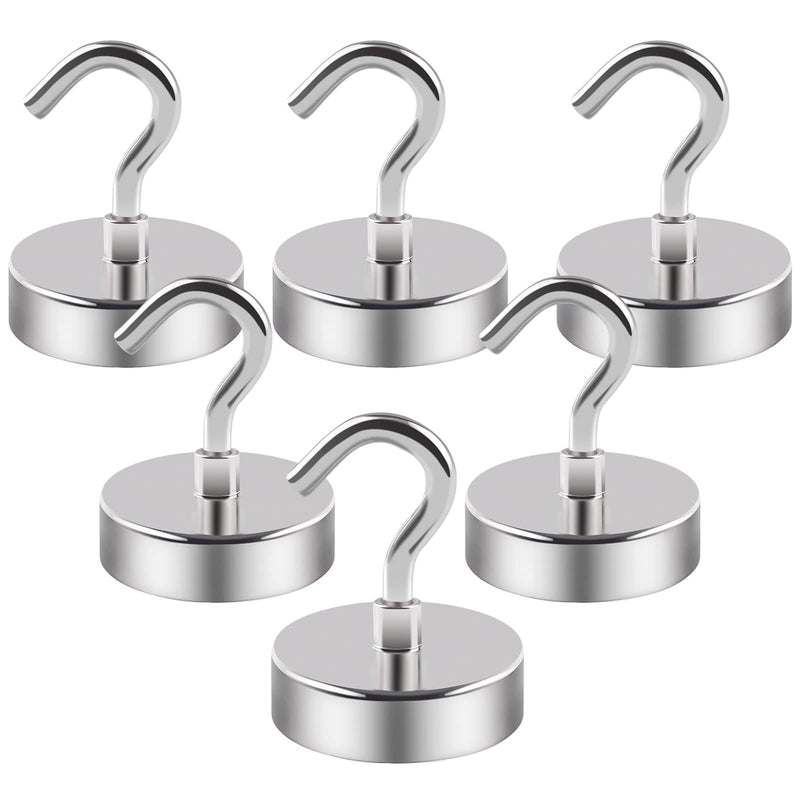 [Australia - AusPower] - DIYMAG Magnetic Hooks,110 lb Heavy Duty Strong Magnet with Hook for Hanging, Strong Rare Earth Neodymium Magnet Hooks for Fridge, Magnetic Hanger for Kitchen,Cruise, Grill, Garage and Storage, 6 Packs 110 LBS-6P 