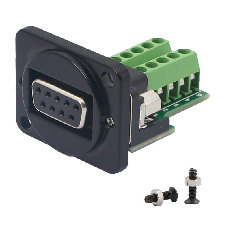 [Australia - AusPower] - QIANRENON DB9 Panel Mount Terminal RS232 Serial to Terminal Female Adapter Connector Breakout Board, 9 Pin Welding-Free D-Type Connector,Black 