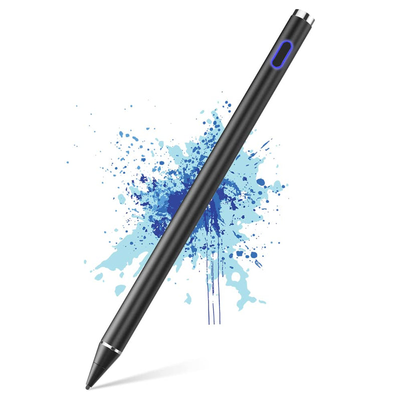 [Australia - AusPower] - DOGAIN Stylus Pen for iPad, 1.5 mm Rechargeable Fine Point Pen for Drawing/Writing/Playing, Active Stylist Digital Touch Screen Pen Compatible with iOS/Android and Other Tablets (Black) 