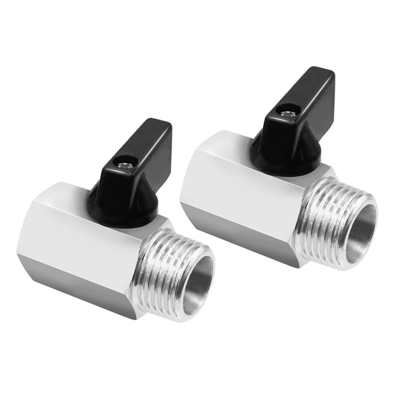 [Australia - AusPower] - Tnuocke 2pcs Mini Ball Valve 1/2" NPT Female x Male Thread,Heavy Duty Ball Valve Shut Off Switch with Polished Chrome Finish H-055-1/2NPT-1/2NPT 