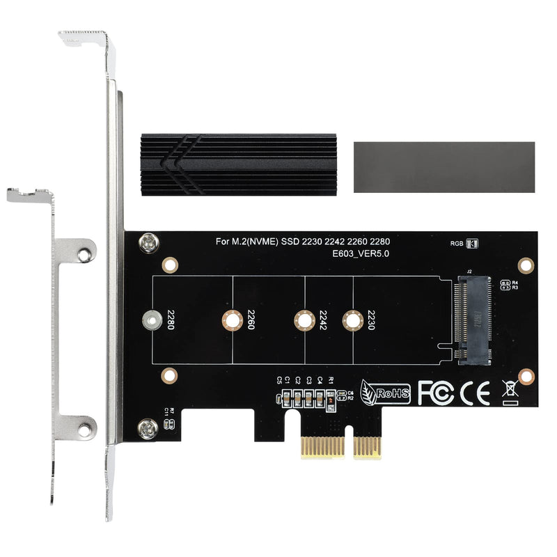 [Australia - AusPower] - ACTIMED NVMe PCIe Adapter M.2 SSD to PCI-e / Powerful Heat Sink Dissipation / PCIE X1 Interface Compatible with PCI-e Slots X1, X4, X8, X16 / for M-Key M.2 SSD / 2230 2242 2260 2280 / Toolkit Included PCIE X1(X4X8X16) 