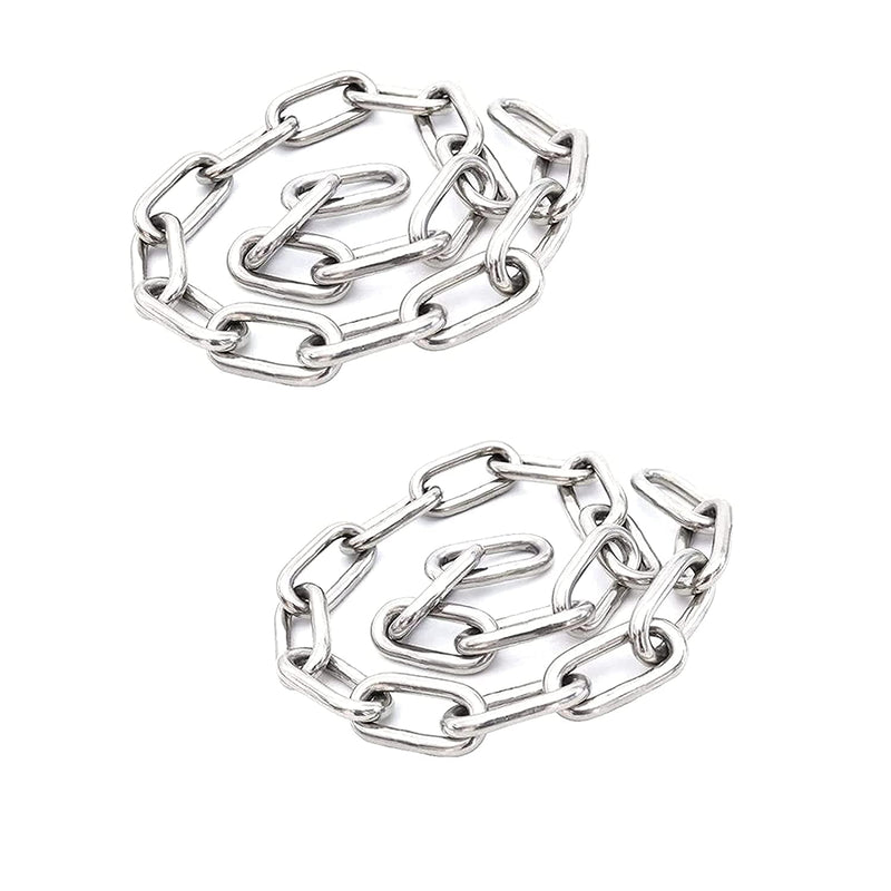 [Australia - AusPower] - 2pcs 304 Stainless Steel Safety Chains, 0.12 x 20in (T*L) Long Link Chain Rings Light Duty Coil Chain for Hanging Pulling Towing(Length*Thickness-50cm*3mm) Length*Thickness_50cm * 3mm_2 pcs 