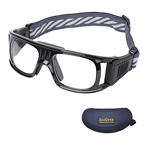[Australia - AusPower] - Sports Goggles Glasses Men Racquetball Basketball Football Eyewear Protective Glasses Shock Collision Lens Replaceable Black Frame Black Pad 