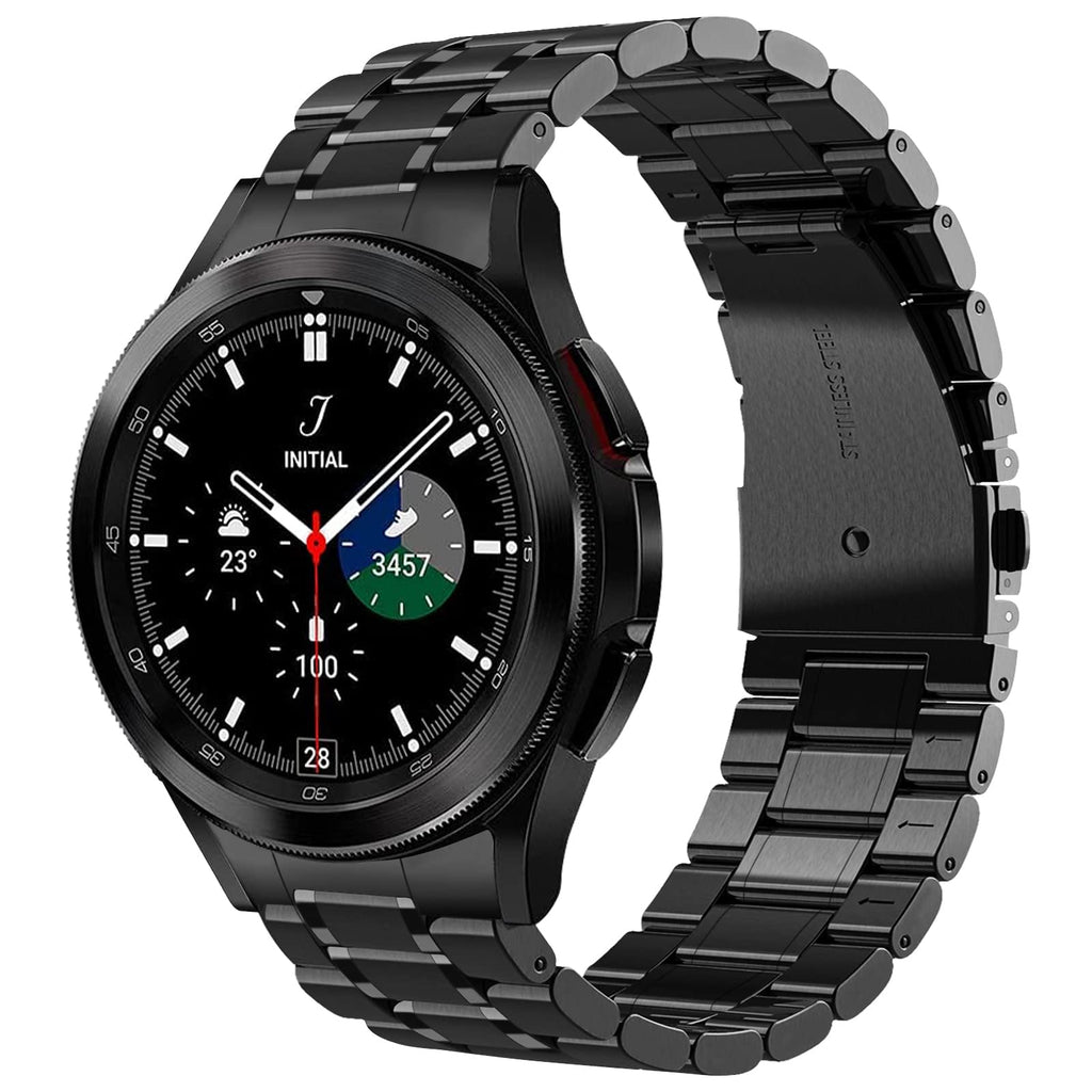 [Australia - AusPower] - VISOOM Metal Band Compatible with 2021 Samsung Galaxy Watch 4 Classic 46mm Bands for Men No Gaps Solid Stainless Steel Business Smartwatch Replacement for Galaxy Watch 4 Classic 46mm Strap(Black) Black 