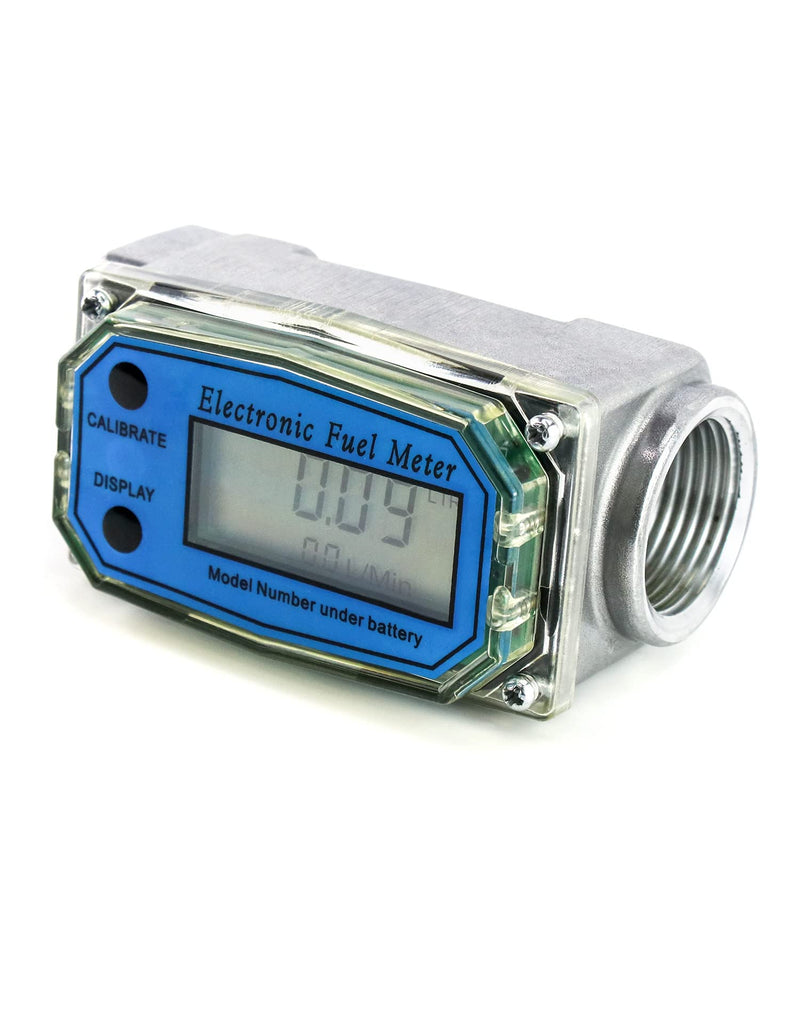 [Australia - AusPower] - QWORK Digital Turbine Flow Meter, LCD Digital Display with1 Inch NPT Counter Gas Oil Fuel Flowmeter for Diesel, Kerosene, Gasoline 