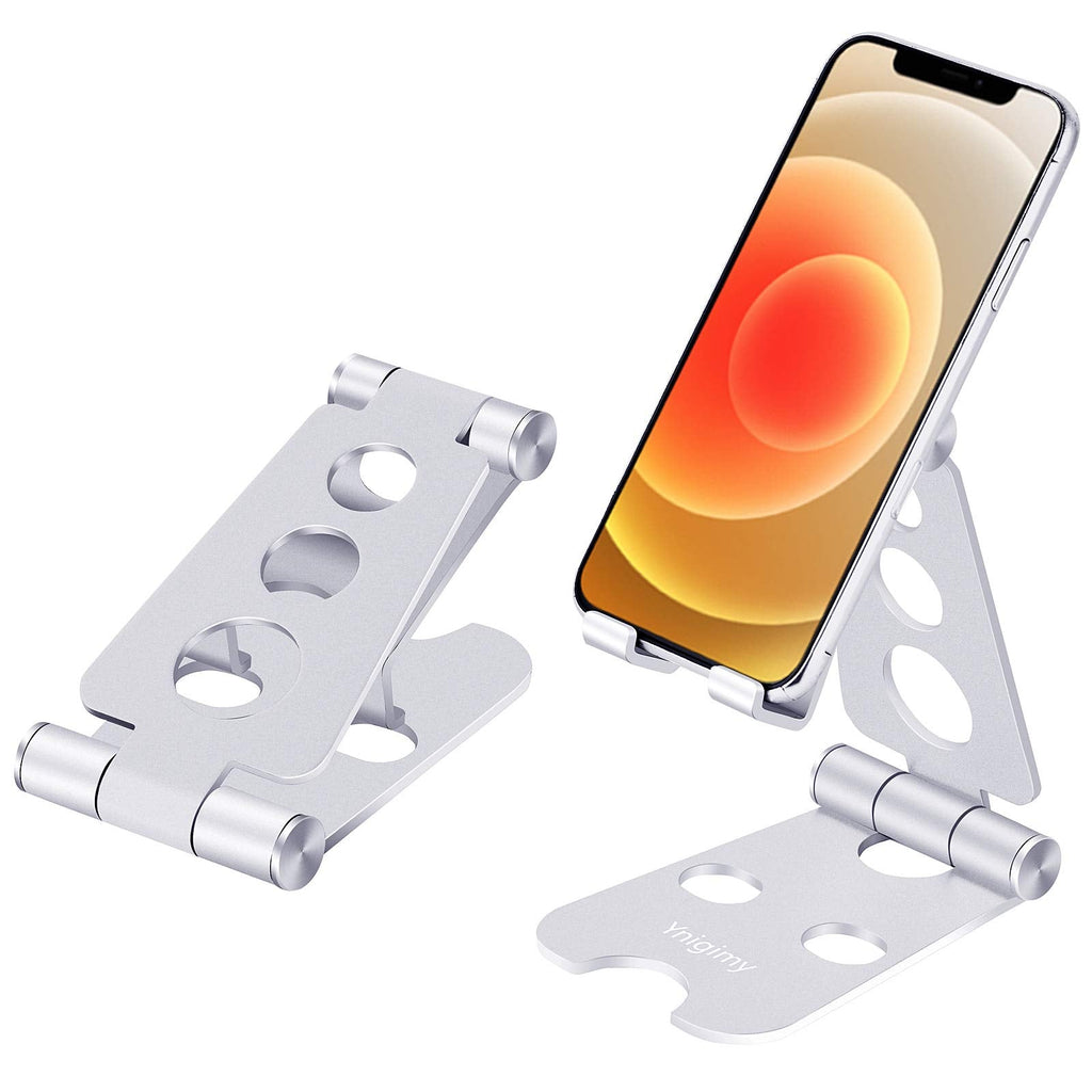 [Australia - AusPower] - yawen Adjustable Cell Phone Stand, Sturdy Aluminum Metal Desktop Phone Dock Holder Compatible with iPhone,ipad, Mobile Phone, All Android Smartphone,Tablet(4-12.9inch) ,Silver Silver 