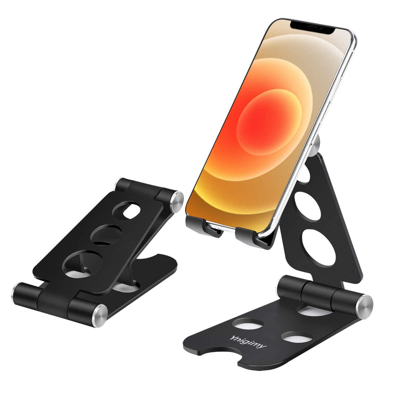 [Australia - AusPower] - yawen Adjustable Cell Phone Stand, Sturdy Aluminum Metal Desktop Phone Dock Holder Compatible with iPhone,ipad, Mobile Phone, All Android Smartphone,Tablet(4-12.9In) ,Black Black 