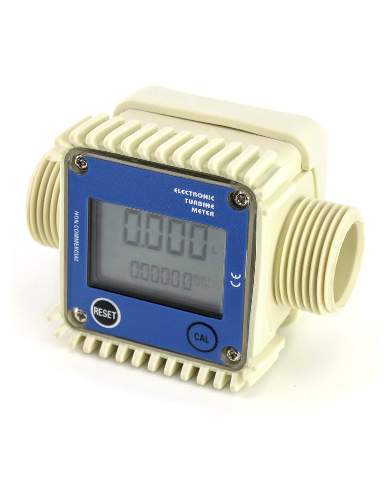 [Australia - AusPower] - QWORK K24 Digital Turbine Flow Meter, Digital Display with 1 Inch external thread Counter Gas Oil Fuel Flowmeter for Diesel, Kerosene, Gasoline 