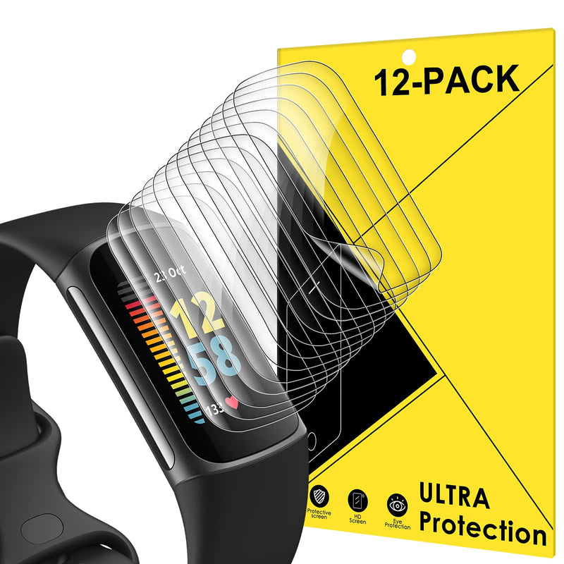 [Australia - AusPower] - NANW [12-Pack] Screen Protector Compatible with Fitbit Charge 5 (Not for Charge 3/4) Full Coverage Protective Accessories HD Clear Film for Charge 5 Smartwatch [Case Friendly] [Scratch Resist] [Sensitive] Transparent 