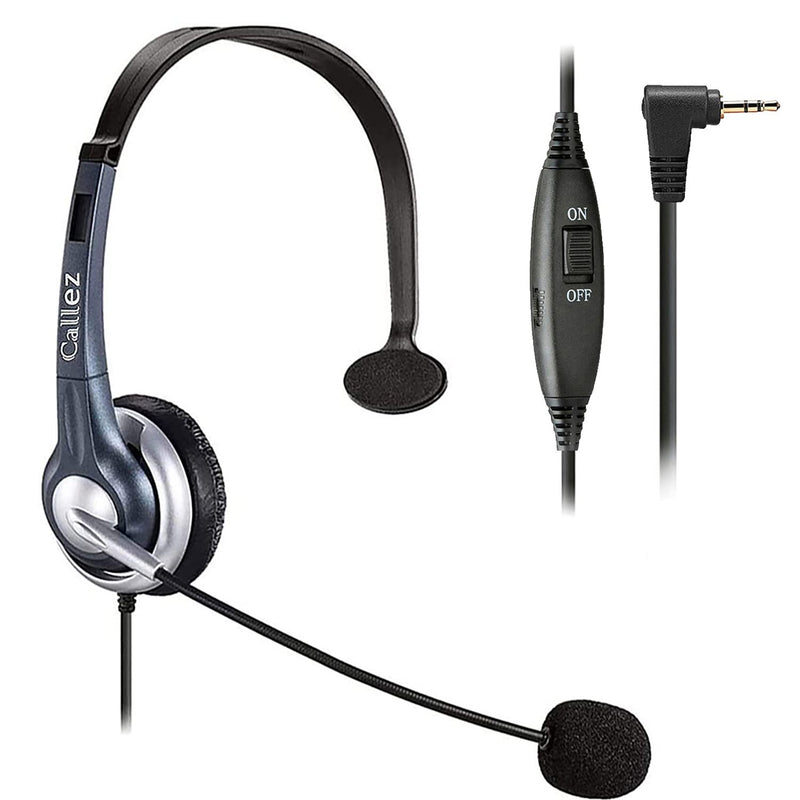 [Australia - AusPower] - Callez Phone Headset with Noise Cancelling Microphone and Volume Control, Office 2.5mm Telephone Headsets Compatible with Panasonic AT&T ML17929 Vtech Uniden Cisco Grandstream Cordless Phones Black 