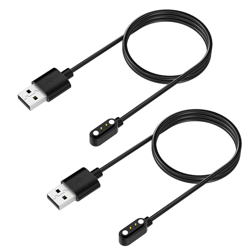 [Australia - AusPower] - TiMOVO Replacement Charging Cable Compatible with Willful Sw021/SW021/ID205L/SW023/ID205U Smartwatch, [2 PCS] 3.3ft Magnetic USB Charging Cable Cord, Smartwatch Charging Dock Cables Charger - Black 2 Pack 