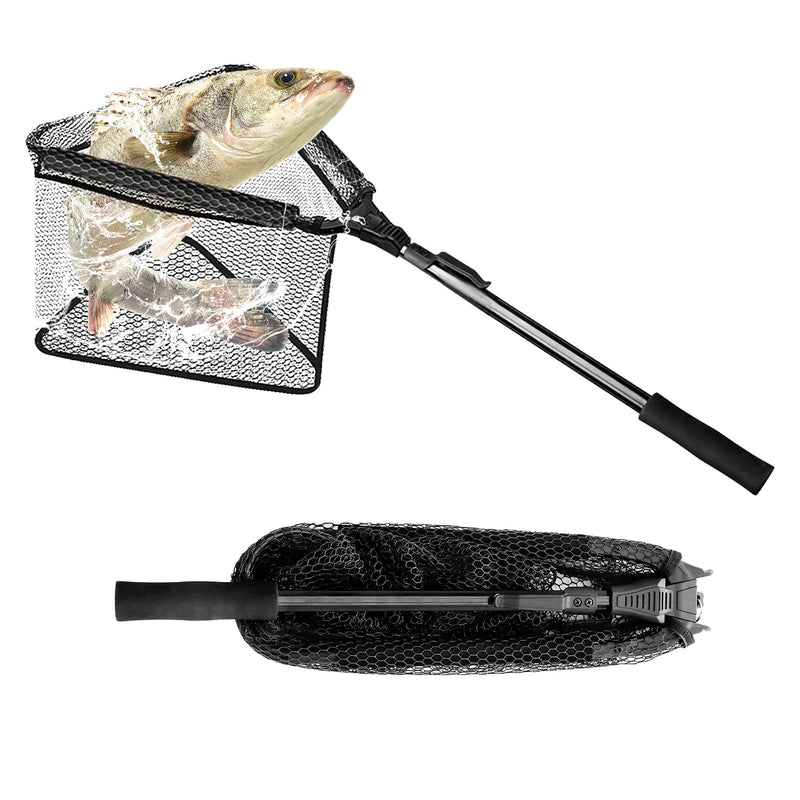 [Australia - AusPower] - BETTER LEADER , Large Floating Landing Net for Freshwater & Saltwater Fishing Deep Rubberized Mesh Pocket and Telescopic Pole Collapsible and Foldable for Easy Storage 